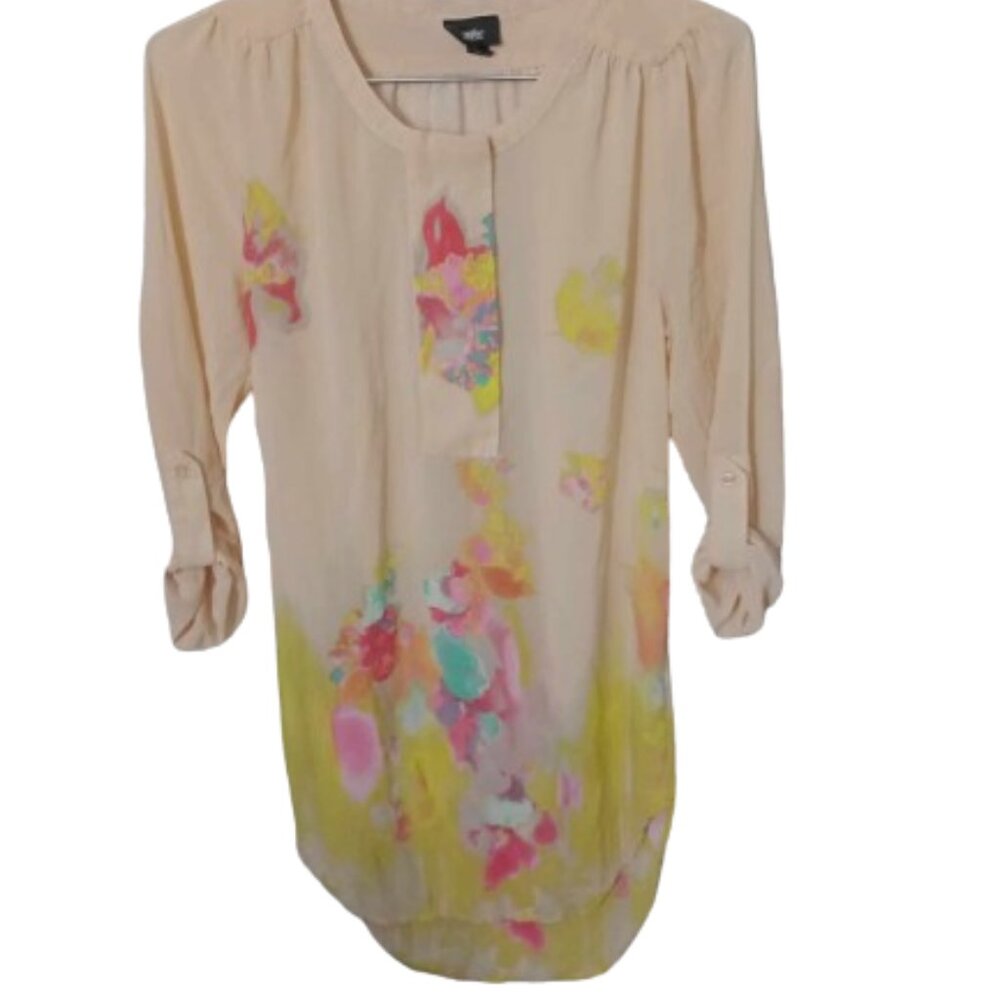 Mossimo Watercolor Long Sleeve Blouse Size XS
